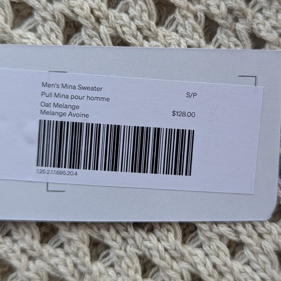 Kotn Men's Open Knit Cotton Crewneck Sweater NWT S Oatmeal - Picture 7 of 10